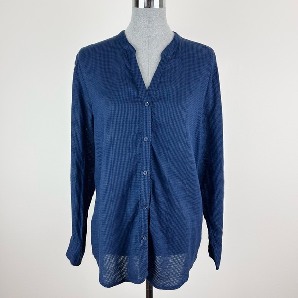 Soft Joie Linen Gingham Blue  Button Down Casual Blouse - Picture 1 of 10